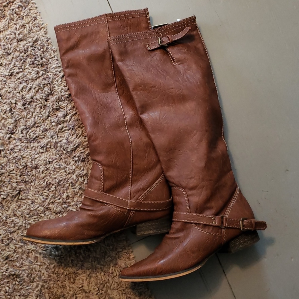 BOGO - Over the calf brown boots with back zipper